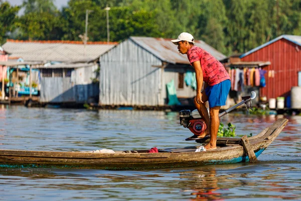 Personas Barco Delta Del Mekong Vietnam — Foto de Stock