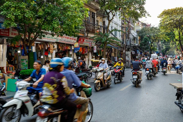 Centro Ciudad Tráfico Caos Hanoi Vietnam Noviembre 2019 — Foto de Stock