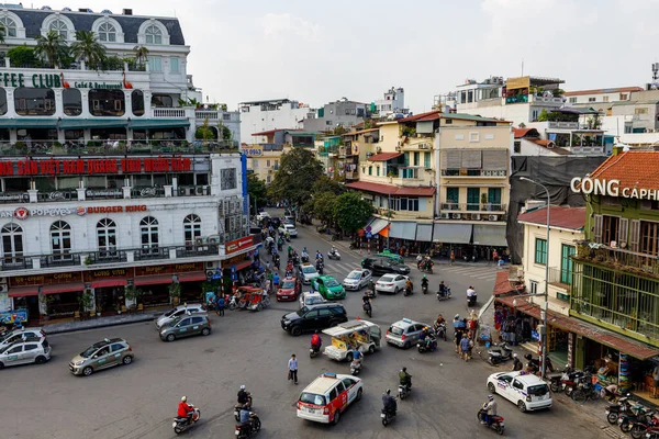 Centro Della Città Traffico Caos Hanoi Vietnam Novembre 2019 — Foto Stock