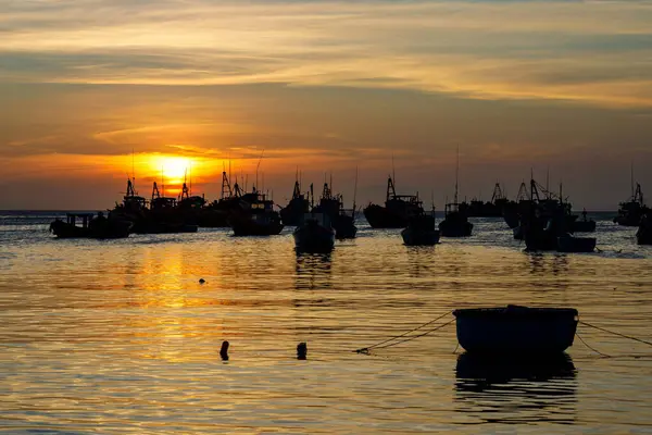 Puerto Mui Vietnam Con Barcos Pesca Atardecer — Foto de Stock