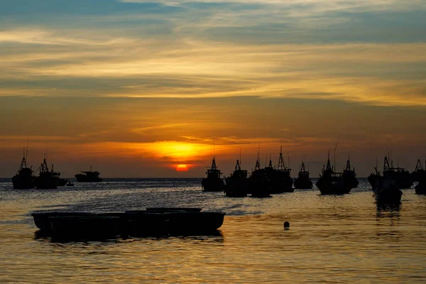 Puerto Mui Vietnam Con Barcos Pesca Atardecer — Foto de Stock