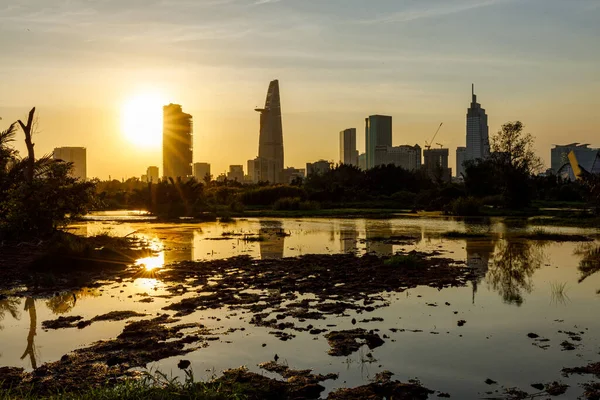 Sonnenuntergang Über Der Stadt Chi Minh City Vietnam — Stockfoto