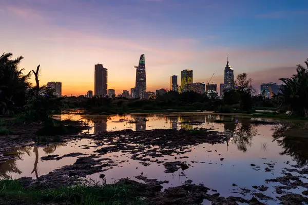 Sonnenuntergang Über Der Stadt Chi Minh City Vietnam — Stockfoto