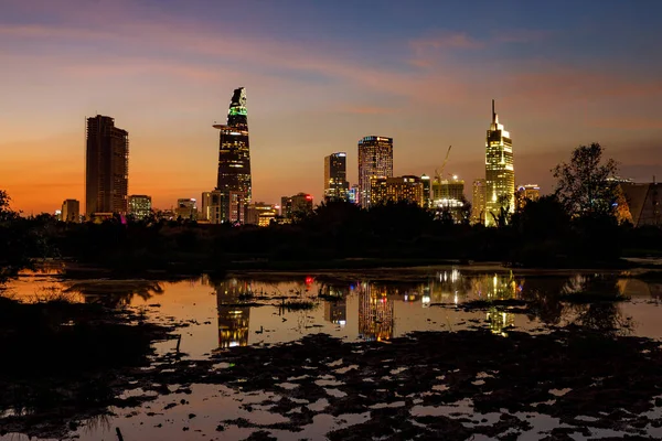 Sonnenuntergang Über Der Stadt Chi Minh City Vietnam — Stockfoto