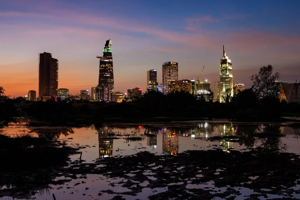 Zonsondergang Boven Stad Chi Minh City Vietnam — Stockfoto