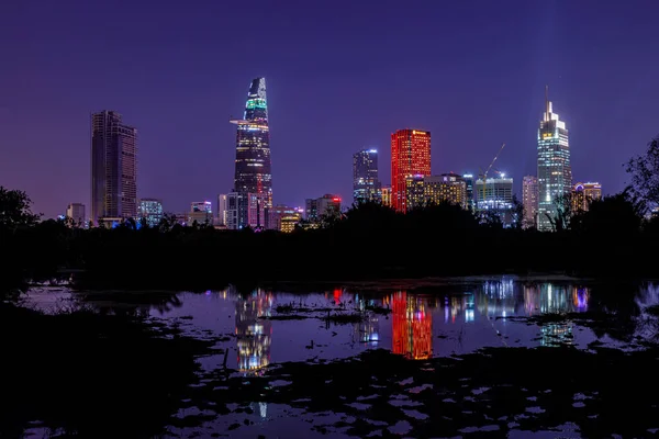 Pôr Sol Sobre Cidade Chi Minh City Vietnã — Fotografia de Stock