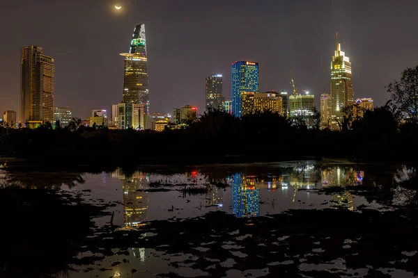 Pôr Sol Sobre Cidade Chi Minh City Vietnã — Fotografia de Stock