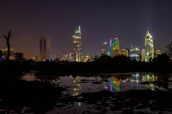 Pôr Sol Sobre Cidade Chi Minh City Vietnã — Fotografia de Stock