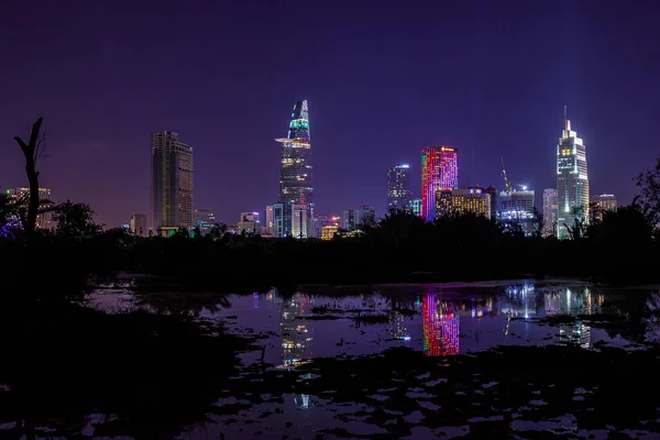 Puesta Sol Sobre Ciudad Chi Minh Vietnam — Foto de Stock