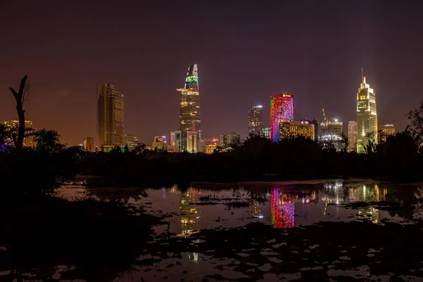 Puesta Sol Sobre Ciudad Chi Minh Vietnam — Foto de Stock