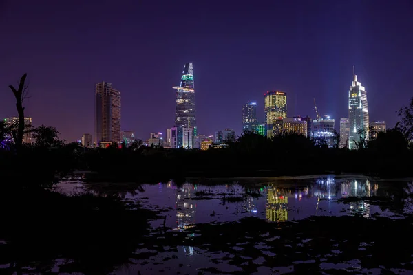 Pôr Sol Sobre Cidade Chi Minh City Vietnã — Fotografia de Stock