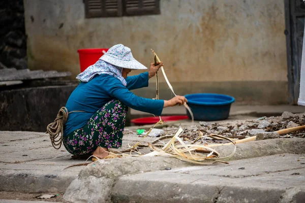 Μια Γυναίκα Από Βιετνάμ Εργάζεται Στους Δρόμους Του Ντονγκ Βαν — Φωτογραφία Αρχείου