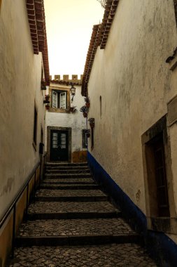 Obidos, Portekiz Güzel Köyü Şehir Duvarı ve kale görünümü 