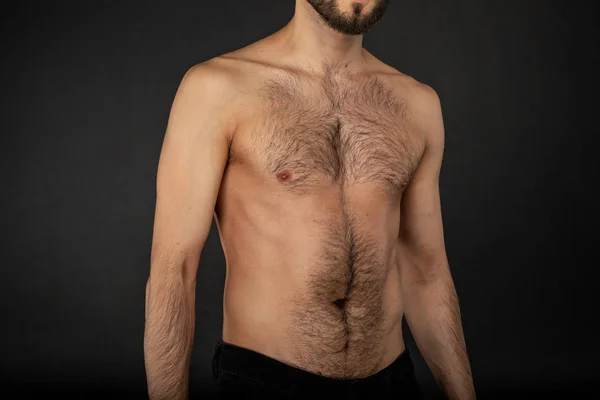 Close up portrait of young man withbare naked torso — Stock Photo, Image