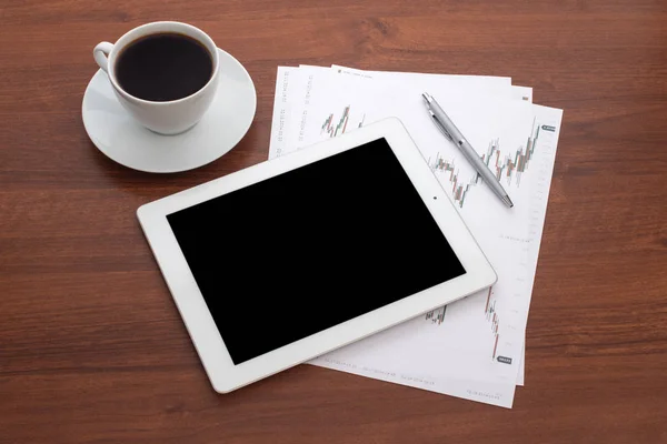 Finance Table Wooden Table Close — Stock Photo, Image