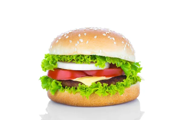 Hamburger White Background — Stock Photo, Image