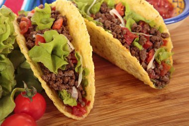 Meksika sığır eti tacos ahşap tablo 