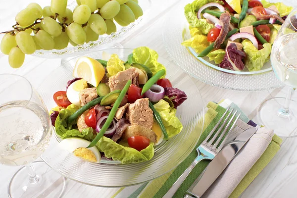 Nicioise Salad Arranged Table — Stock Photo, Image