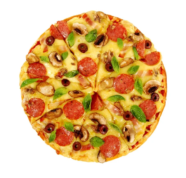 Pizza izole beyaz zemin üzerine