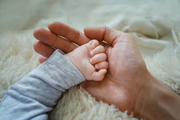 父の手で小さな赤ちゃんの手 — ストック写真