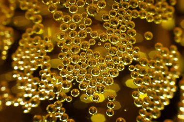 Şampanya kadehinde köpükler, yakın plan. Geçmişi. Doku