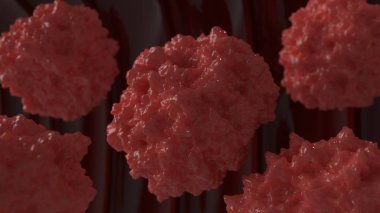 Kırmızı virüs hücreleri 3d çizim
