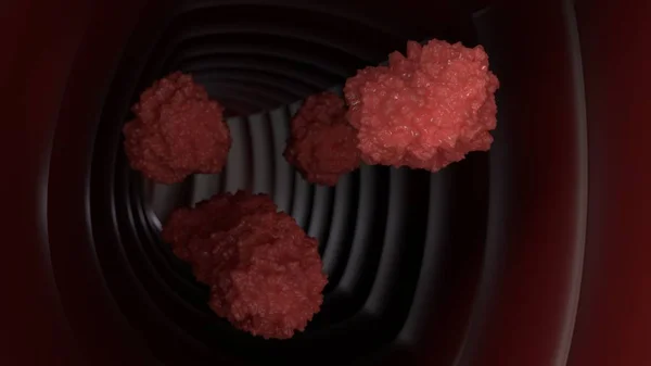 Células de vírus vermelhas no sistema sanguíneo ilustração 3d — Fotografia de Stock
