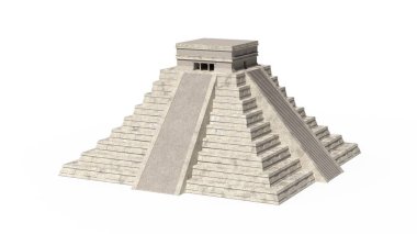 Tüylü yılan, tapınak. Maya Piramit. Chichen Itza. Yucatan, Meksika 3d çizim