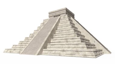 Tüylü yılan, tapınak. Maya Piramit. Chichen Itza. Yucatan, Meksika 3d çizim