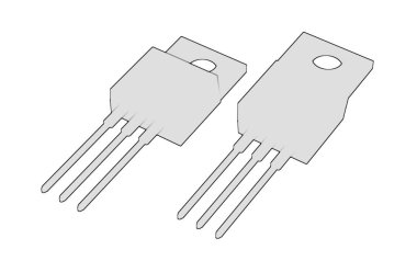 İzole 220 Mosfet elektronik paket 3d illüstrasyon kroki anahat