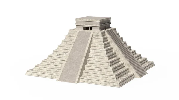 Chrám Kukulkan. Mayská pyramida. Chichen Itza. Yucatan, Mexiko 3d ilustrace — Stock fotografie