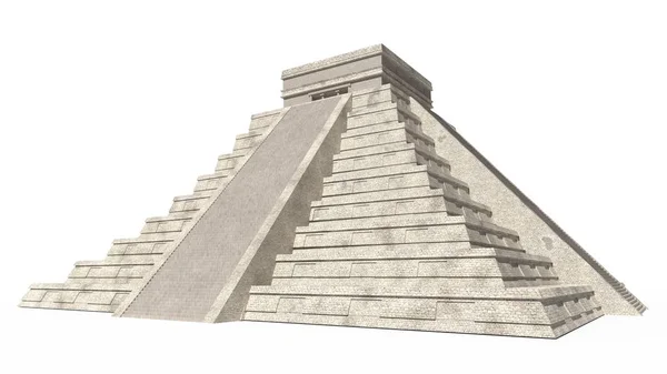 Chrám Kukulkan. Mayská pyramida. Chichen Itza. Yucatan, Mexiko 3d ilustrace — Stock fotografie