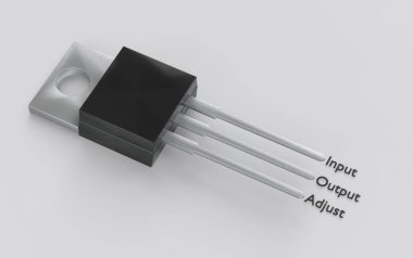 Lm317 bağlantı 3d illüstrasyon izole-220 elektronik paketiyle