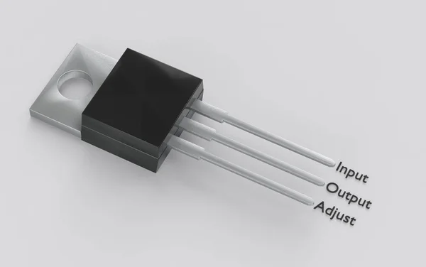 Paquete electrónico aislado TO-220 con la ilustración 3d del pinout lm317 —  Fotos de Stock