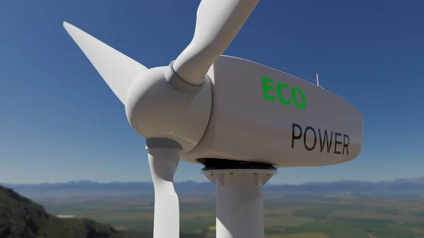 Molino de viento para la producción de energía eléctrica, ilustración 3d — Foto de Stock