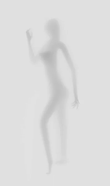 Silueta de mujer sexy difusa, manos, gris, 3d ilustración —  Fotos de Stock