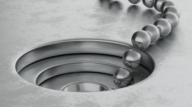 3D render metal topları huni dönüşüm oranı kavramı, 3d çizim düzenleme