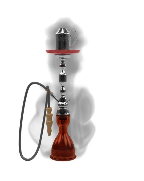 East relax shisha rojo para fumar tabaco de vidrio y metall material con humo 3d ilustración —  Fotos de Stock