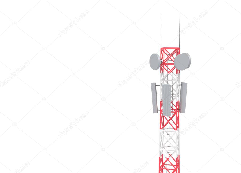 Transmission cellular towers and mobile phone communications antennas. 3d illustration