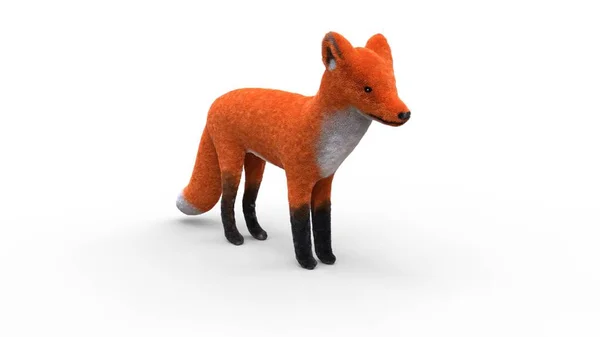 Toy red fox on white isolated 3d illustration — Stock Photo, Image