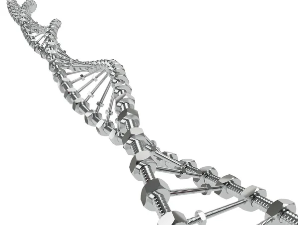 Dna Helix mit Getriebe anstelle von Molekülen übertragen. genetische Veränderung Wissenschaft und Medizin Konzept 3D Illustration isoliert — Stockfoto