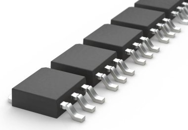 Dpak mosfet elektronik transistör dizisi beyaz 3d illüstrasyon izole