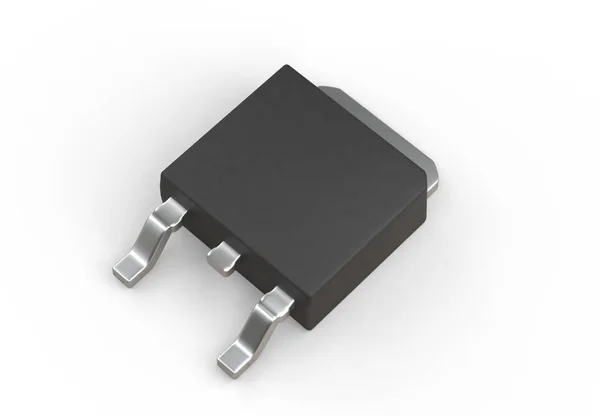 DPAK MOSFET elektroniczny tranzystor izolowany na białym ilustracji 3D — Zdjęcie stockowe