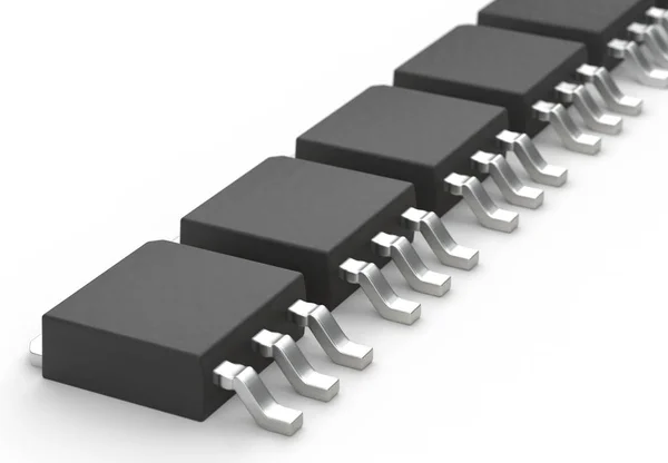 Dpak mosfet elektronik transistör dizisi beyaz 3d illüstrasyon izole