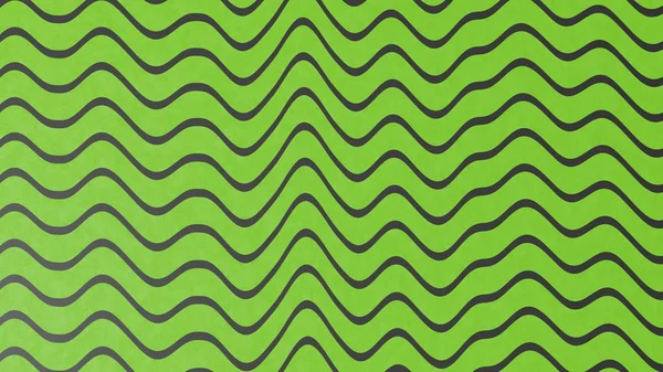 Siyah çizgilerile soyut yeşil renk dalga deseni. 3d illüstrasyon