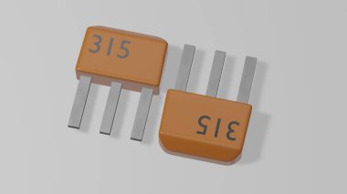 Turuncu renkli elektron transistörleri 3D illüstrasyon