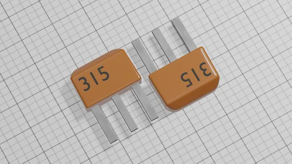 Elektronische transistors van oranje kleur 3d illustratie — Stockfoto