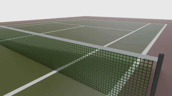 3D-Darstellung des Tennisplatzes, Cort für Sport — Stockfoto