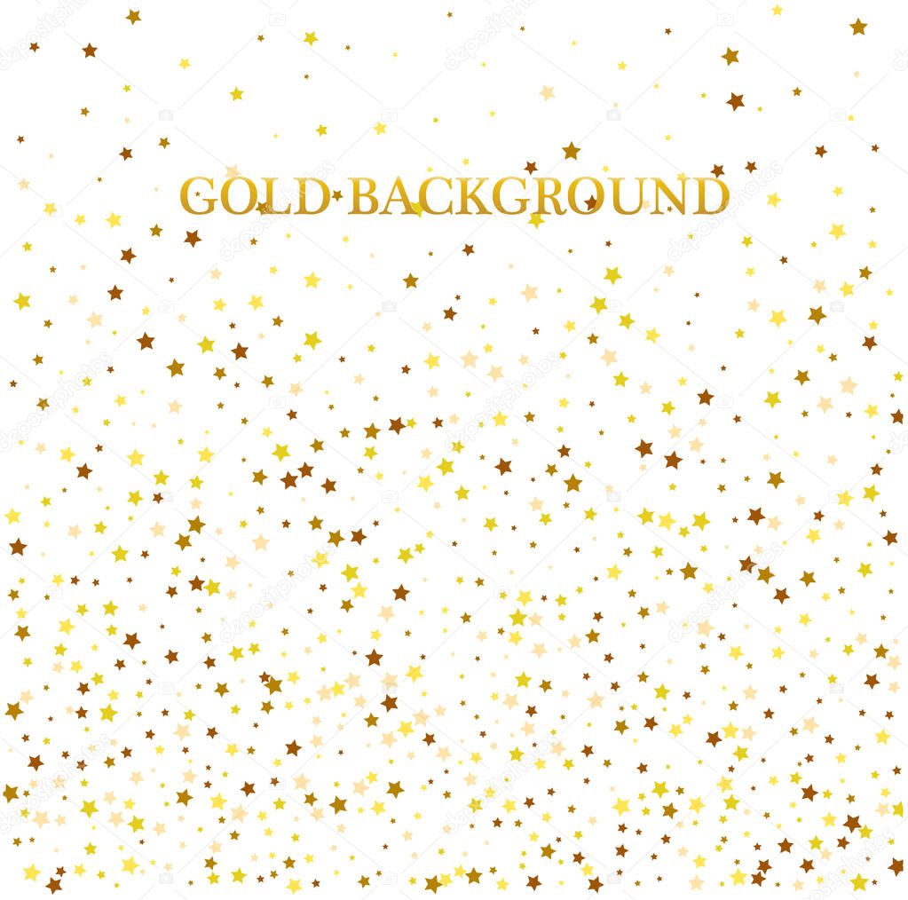 Gold glitter texture isolated on white background. Golden dots background.