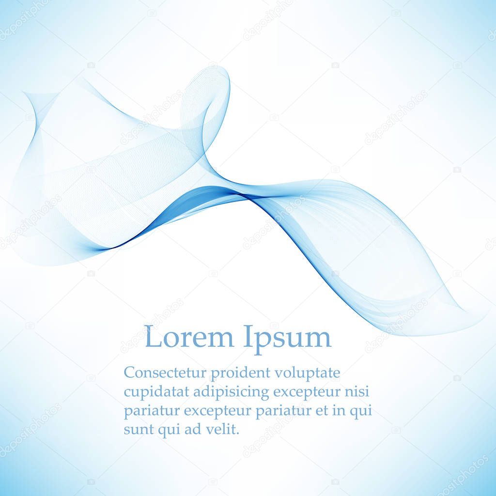 Abstract vector background, transparent waved lines for brochure, flyer design. Blue smoke wave.